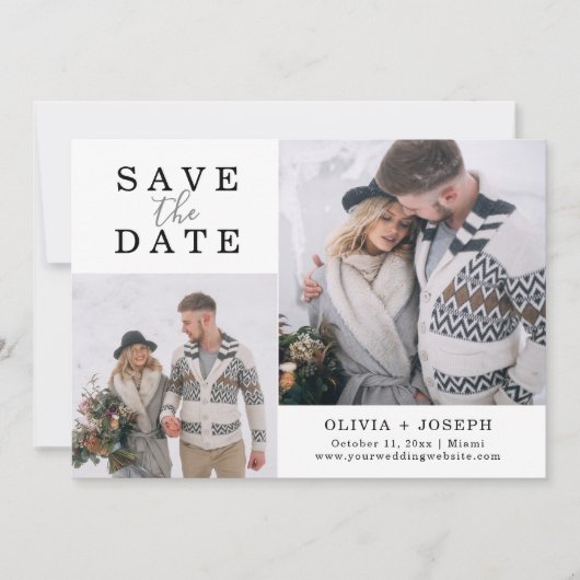 Fijn | Twee foto's die de datum opslaan Save The Date (Voorkant)