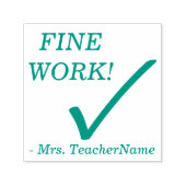 "FIJN WERK!" + Naam aangepaste instructeur Zelfinktende Stempel (Design)