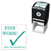 "FIJN WERK!" + Naam aangepaste instructeur Zelfinktende Stempel (In situ)