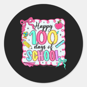 Fijne 100 dagen school Schattige school leraar kin Ronde Sticker