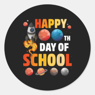 Fijne 100e dag van de buitenruimteteleres ronde sticker