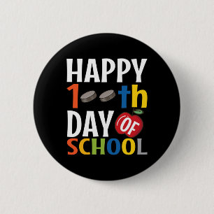 Fijne 100e dag van de schoolhekkensleraar student ronde button 5,7 cm