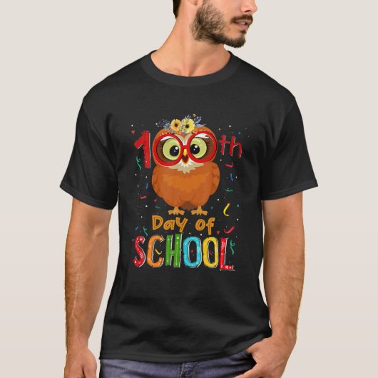 Fijne 100e dag van de schoolstudenten Lopers Owl L T-shirt (Voorkant)