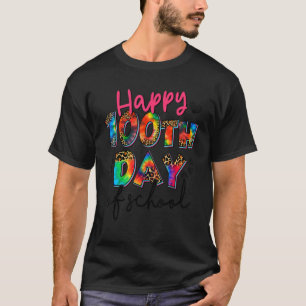 Fijne 100e dag van de schooltijd Tie Dye Leopard-l T-shirt