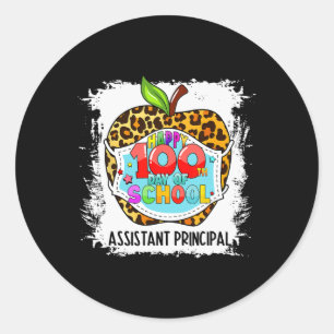 Fijne 100ste dag schoolgezicht ronde sticker