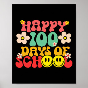 Fijne 100ste dag van de schoolleraar Kinder Retro Poster