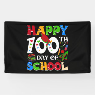 Fijne 100ste dag van de schoolleraar regenboog spandoek