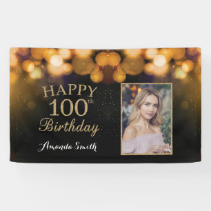 Fijne 100ste verjaardag Banner. Glitter-foto Spandoek