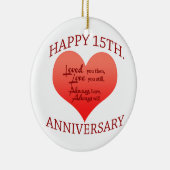Fijne 15de. Verjaardag Keramisch Ornament (Rechts)