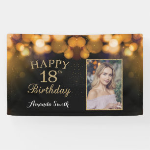 Fijne 18e verjaardag banner. Gold Glitter-foto Spandoek