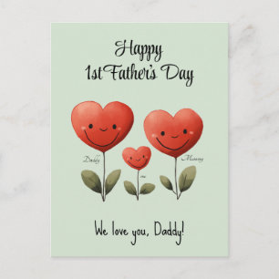 Fijne 1e Vaderdag, Baby & Mammie Kaart, Op Maat Briefkaart