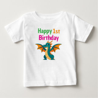 Fijne 1e verjaardag Cute Green Dragon T-shirt