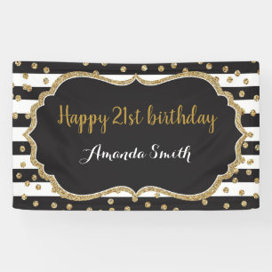 Fijne 21ste verjaardag Banner. Glitter-Confetti Spandoek