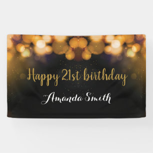 Fijne 21ste verjaardag Banner. Zwart-gouden glitte Spandoek