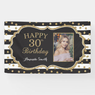 Fijne 30ste verjaardag banner. Gold Glitter-foto Spandoek