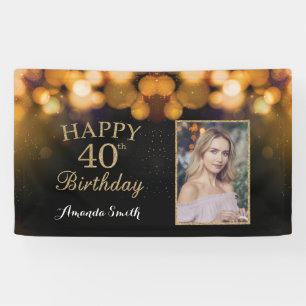 Fijne 40ste verjaardag Banner. Glitter-foto Spandoek