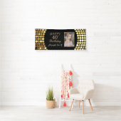 Fijne 40ste verjaardag Banner. Gold Glitter-foto Spandoek (Insitu)
