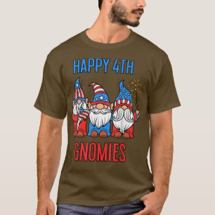 Fijne 4 juli Gnomies Patriottische Gnomes Onafhank T-shirt