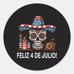 Fijne 4 Juli Mexicaanse Latina Trotse Usa Vlag Kol Ronde Sticker