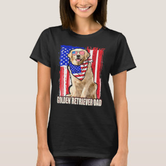 Fijne 4 juli Pride-Amerikaanse vlag Golden Retri T-shirt