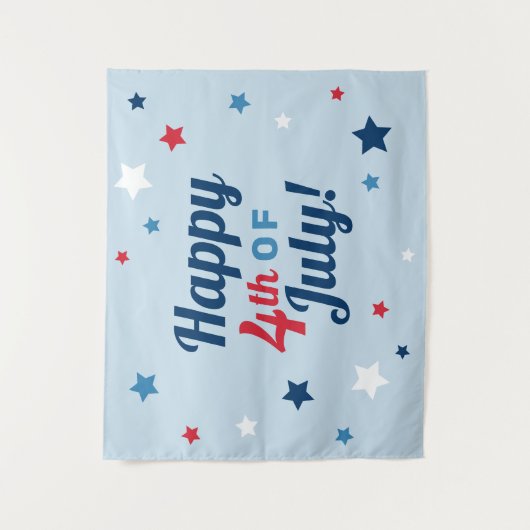 Fijne 4 juli Rood Wit en Blauw Patriottisch Wandkleed (Voorkant)