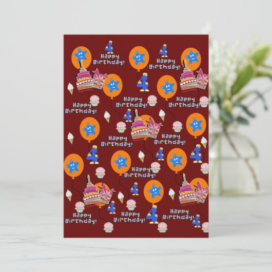 Fijne 4de verjaardag van de uitnodiging van de ver (Staand voorkant)