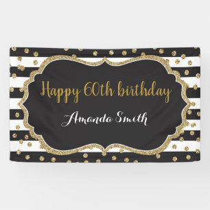Fijne 60ste verjaardag Banner. Glitter-Confetti Spandoek
