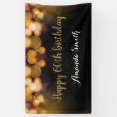 Fijne 60ste verjaardag banner. Zwart en goudglitte Spandoek (Verticaal)