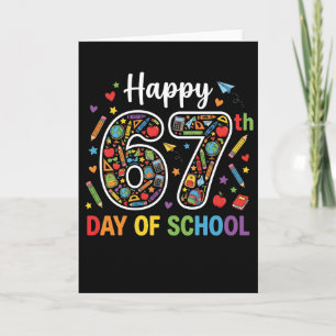 Fijne 67e schooldag Kleurrijke Onderwijzer Stippen Kaart