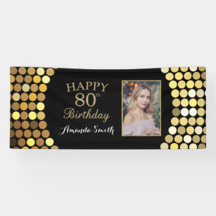 Fijne 80ste verjaardag Banner. Glitter-foto Spandoek