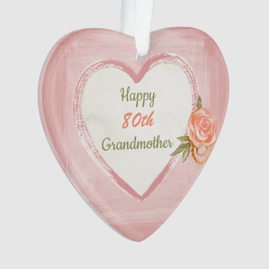 Fijne 80ste verjaardag grootmoeder ornament (voorkant)