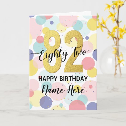 Fijne 82ste verjaardag pastel Regenboog Gouden Vro Kaart (Gele Bloem)