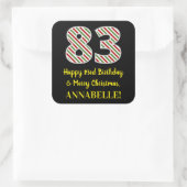 Fijne 83e verjaardag & prettige kerst, aangepaste  vierkante sticker (Tas)