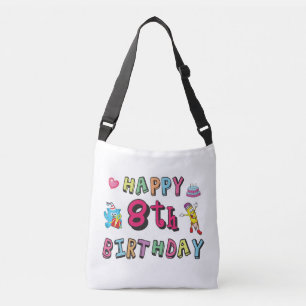 Fijne 8de verjaardag. 8 jaar per dag. crossbody tas