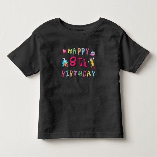 Fijne 8de verjaardag. 8 jaar per dag. kinder shirts (Voorkant)