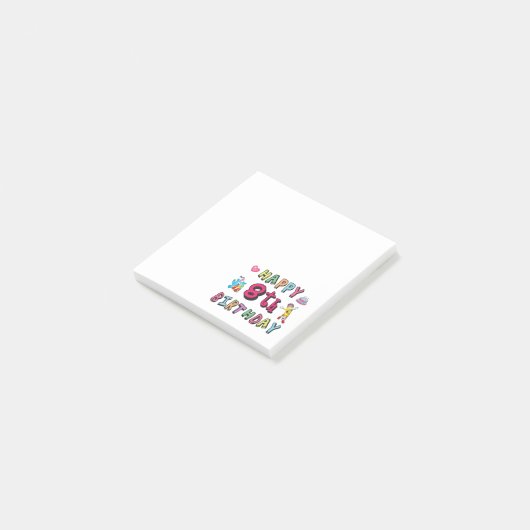 Fijne 8de verjaardag. 8 jaar per dag. post-it® notes (Schuin)