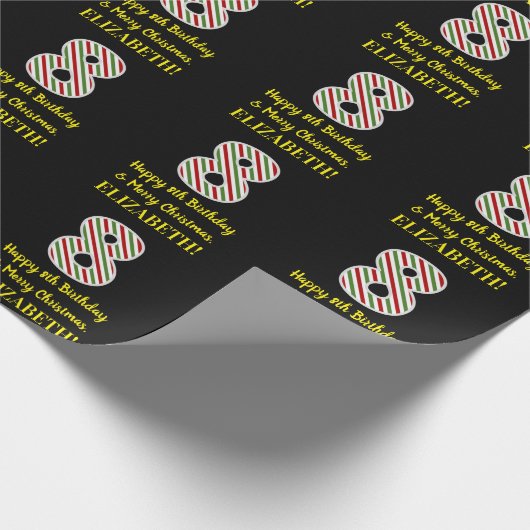 Fijne 8de verjaardag en prettige kerst, aangepaste cadeaupapier (Hoek)