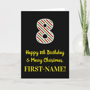 Fijne 8de verjaardag en prettige kerst, aangepaste kaart