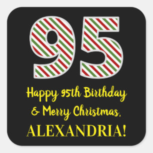 Fijne 95e verjaardag & prettige kerst, aangepaste vierkante sticker