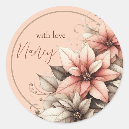 Fijne Aanpasbare Bloem Ronde Sticker (Voorkant)