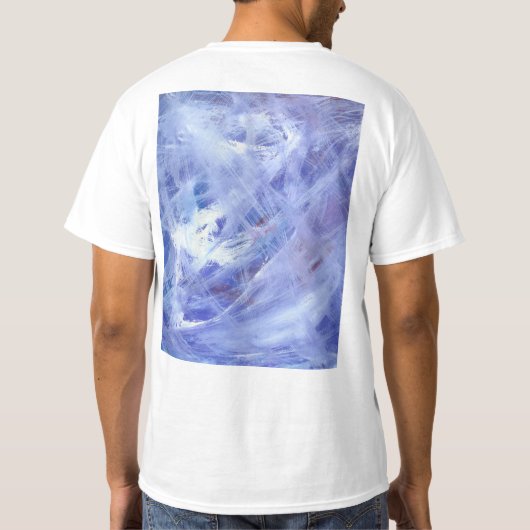 Fijne Abstracte acrylkunst schilderen in blauw wit T-shirt (Achterkant)