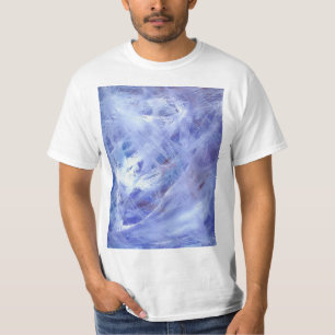 Fijne Abstracte acrylkunst schilderen in blauw wit T-shirt