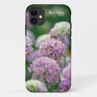 Fijne bij met Paarse Allium Flower Motivatie