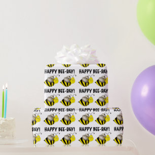 Fijne bijendag Bday Black Yellow Bumblebee Birthda Cadeaupapier