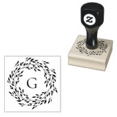 Fijne bladkrans monogram 	rubberstempel (Gestempeld)