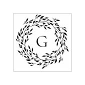Fijne bladkrans monogram 	rubberstempel (Afrduk)