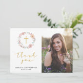 Fijne bloemen en katoen dank u bedankkaart (Staand voorkant)