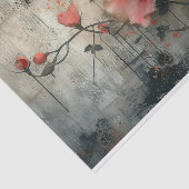 Fijne bloemen op een benarde achtergrond tissuepapier (Detail)