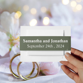 Fijne Bloemen op Olive Green Uitnodiging Uitnodigingen Wikkel