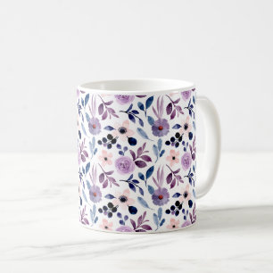 Fijne bloemendesign met marine lavendelbladeren koffiemok